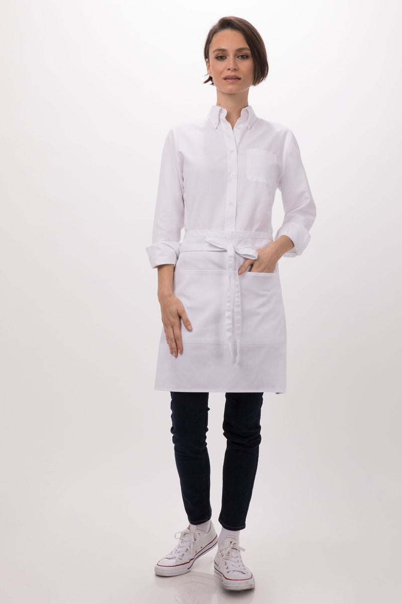 Apron - 1/2 Waist + Pocket - White