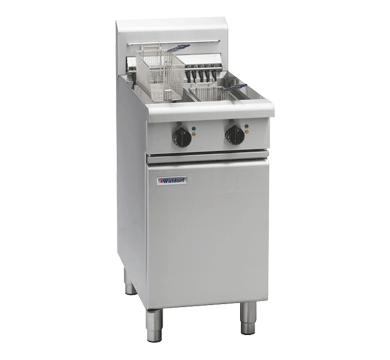 Std version 600mm twin pan electric fryer, 17.5L per pan oil capacity