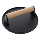 Round Meat Press Cast Iron Wood handle