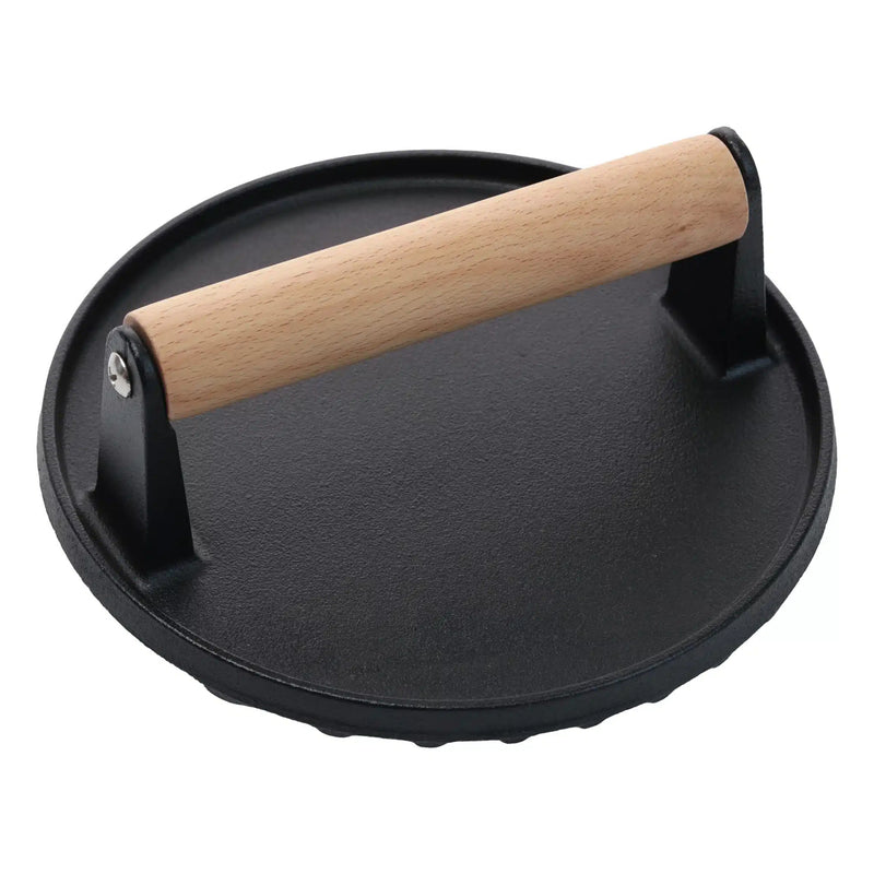 Round Meat Press Cast Iron Wood handle
