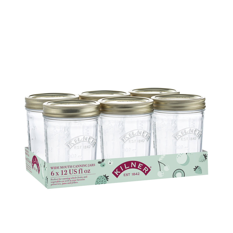 Kilner Wide Mouth Preserve Jar 350ml, set 6