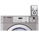 Close-up of LG Giant C coin dryer control panel with temperature settings and coin box
