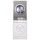 LG Giant C RN1329CN7P 10kg coin gas dryer stacked above a Giant C 10kg washer, stacking illustration