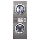 LG Giant C 10kg card operated commercial washer and gas dryer stacked, front view