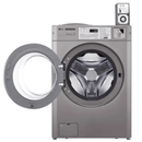 LG Titan C 15kg coin operated washer with door open showing stainless steel drum and coin box