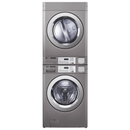 LG Titan C 15kg card operated commercial washer and gas dryer stacked, front view