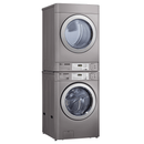 LG Titan C 15kg card operated commercial washer and electric dryer stacked, angled view 