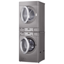 LG Titan C 15kg card operated stacked double commercial electric dryer, with doors open showing the drum 