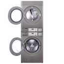 LG Titan C 15kg card operated stacked double commercial gas dryer with both doors open showing drums 