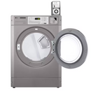 LG Giant C CDG27RUQES 10kg coin dryer, front view with door open showing drum