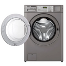 LG Giant C CWG27MDORS 10kg commercial washer with door open, front view showing stainless steel drum