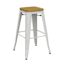 Riviera 750 Stool with Timber Seat - White