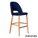 Semifreddo Stool - Trojan Oak Legs/Navy Woven Fabric