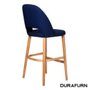 Semifreddo Stool - Trojan Oak Legs/Navy Woven Fabric