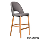 Semifreddo Stool - Trojan Oak Legs/Taupe Woven Fabric