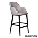 Sorbet Stool - Black Legs/Taupe Woven Fabric