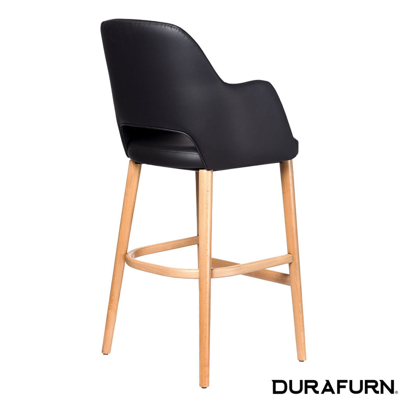 Sorbet Stool - Trojan Oak Legs/Black Vinyl
