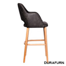 Sorbet Stool - Trojan Oak Legs/Charcoal Premium Vinyl