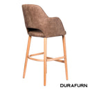 Sorbet Stool - Trojan Oak Legs/Mocha Premium Vinyl