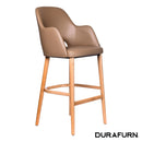 Sorbet Stool - Trojan Oak Legs/Taupe Vinyl
