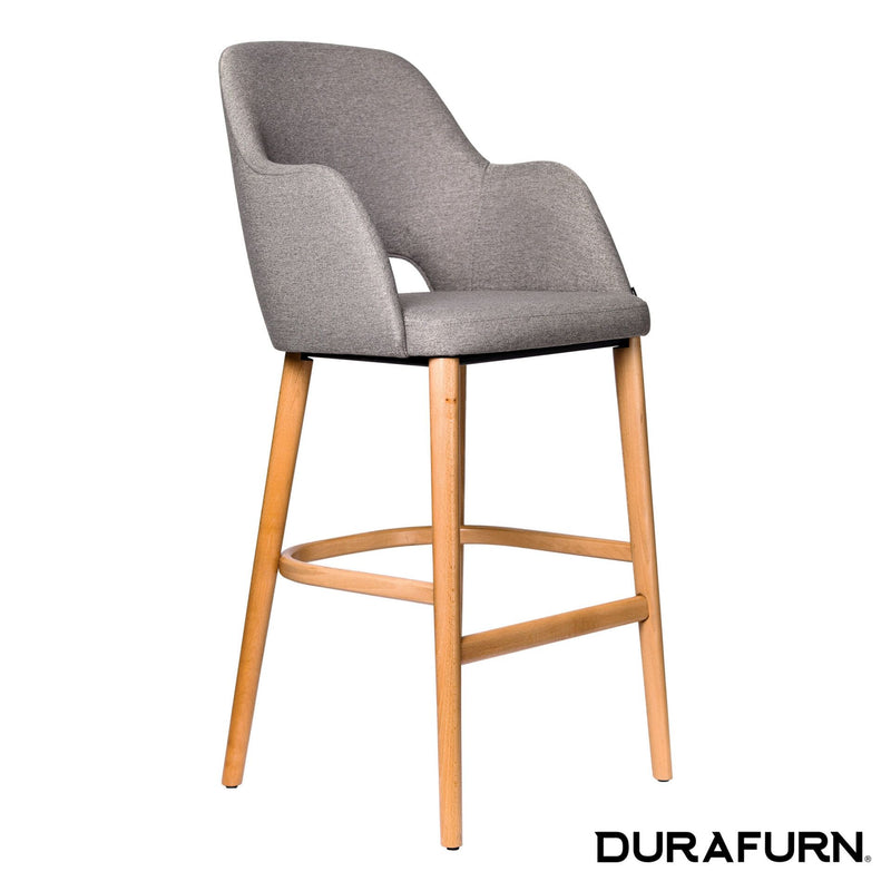 Sorbet Stool - Trojan Oak Legs/Taupe Woven Fabric