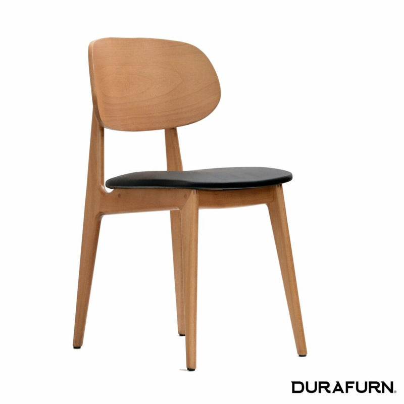 Ban Chair - Black Dolaro Vinyl Seat - Trojan Oak Frame