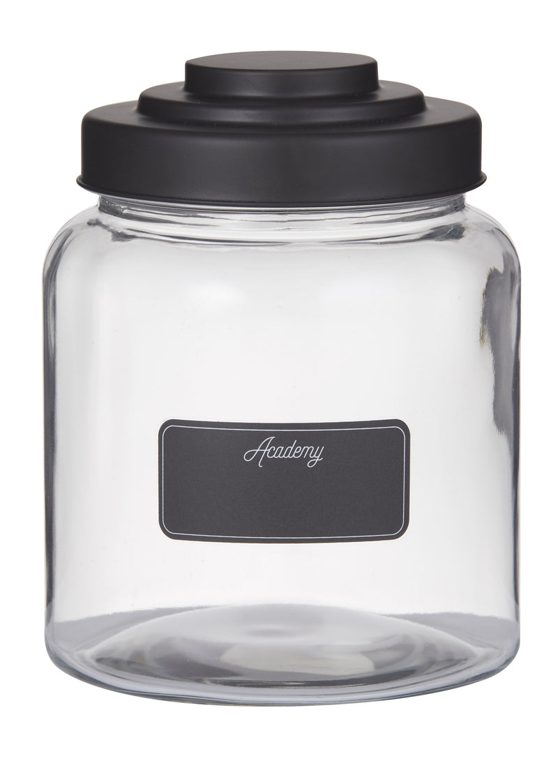 Glass Jar with Blackboard Label/Black Lid, 16X16X20.5cm/2.6L