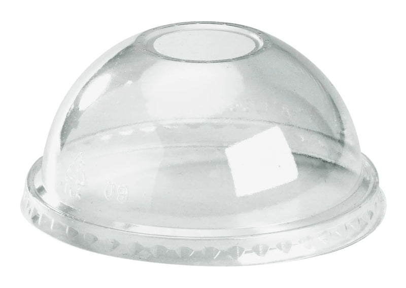 Lid - Clear Dome, Rnd Hole, suit 300-700ml Cup, c1000