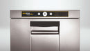 Hobart Ecomax Plus single-button control panel and digital display above the stainless steel door handle