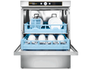 Hobart Ecomax Plus F515-D dishwasher with optional double rack insert holding plates, cutlery and cups on two levels