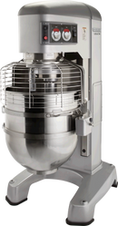Hobart Legacy HL1400 132L planetary mixer with wire bowl guard, stainless steel bowl and Legacy control panel
