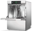 Hobart Profi GC compact glasswasher with door open showing the empty stainless steel wash chamber, angled view