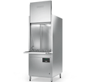 Hobart Profi UX front door utensil washer with door raised and an empty wire rack on the loading shelf