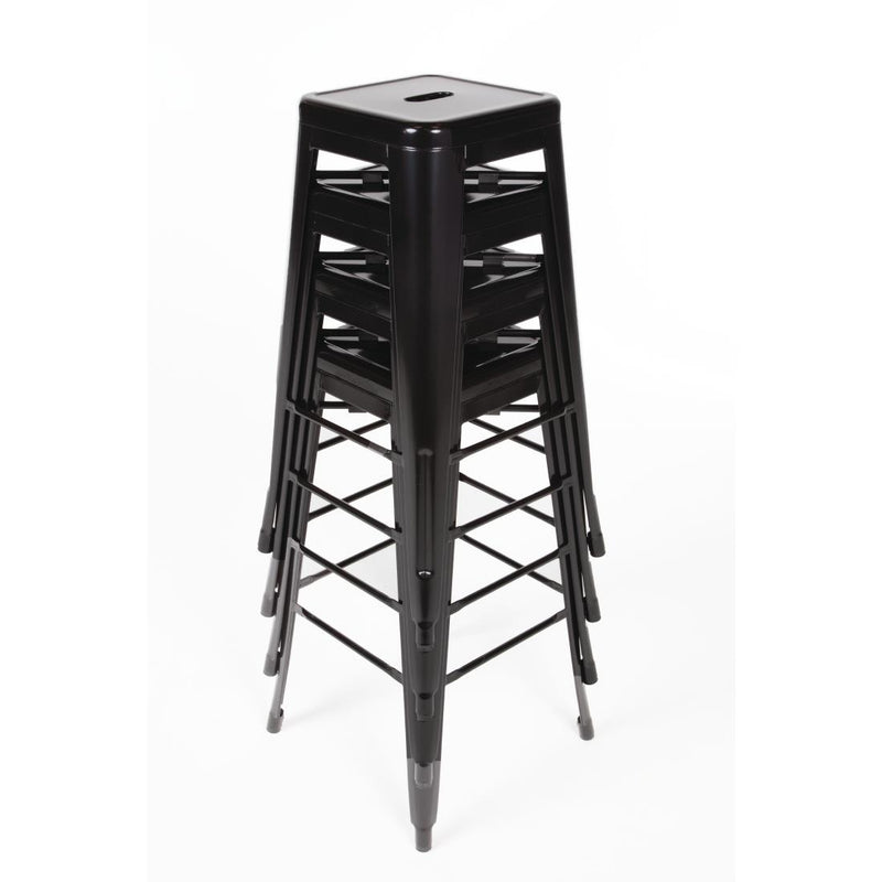 Bolero Black Steel Bistro High Stool (Pack 4)