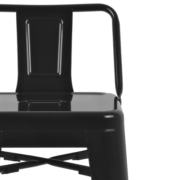 Bolero Black Steel Bistro High Stool with Backrest (Pack 4)