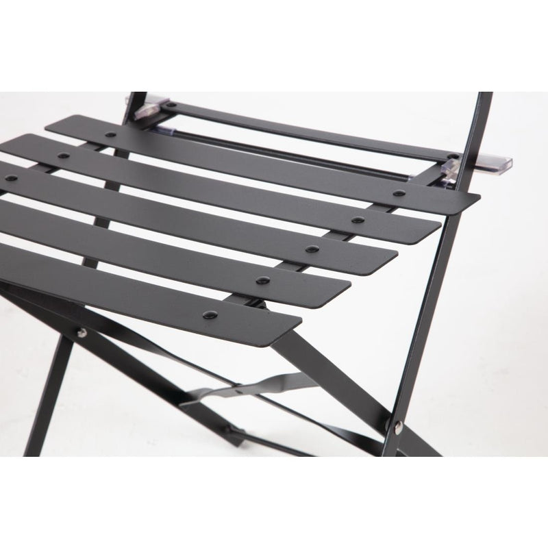 Bolero Black Pavement Style Steel Folding Chairs (Pack 2)