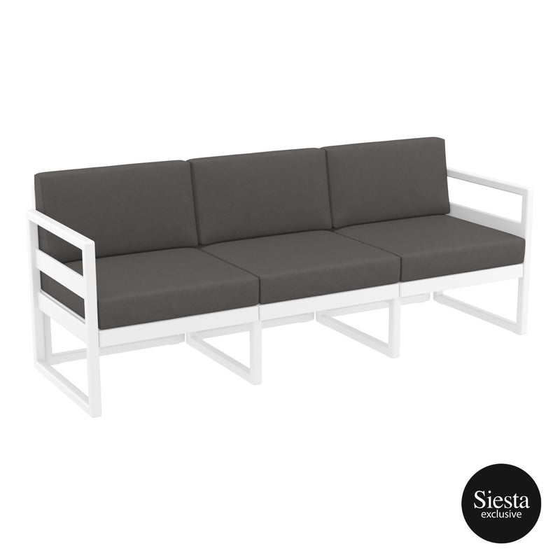 Mykonos Lounge Sofa XL - White with Dark Grey Cushions