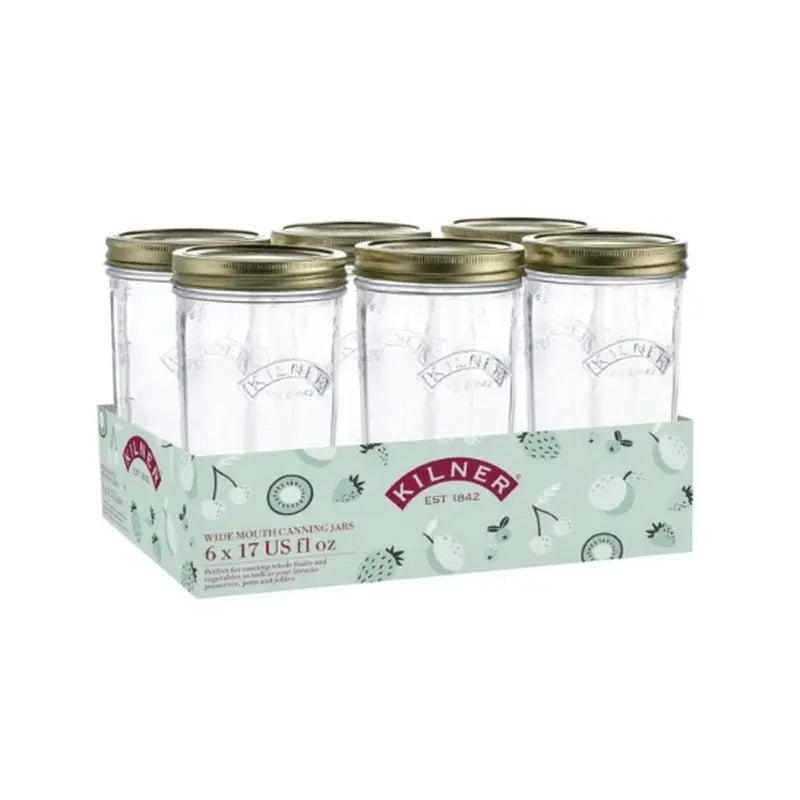 Kilner Wide Mouth Preserve Jar 500ml, set 6