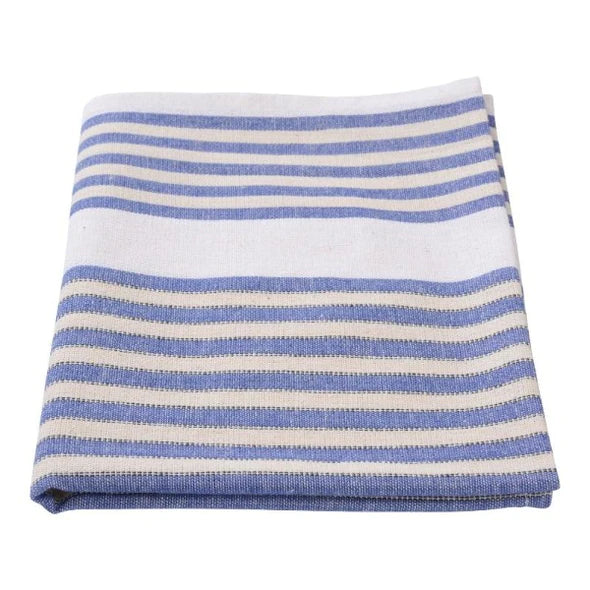 Tea Towel - Mid Blue/White stripe