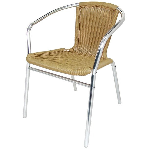 Bolero Natural Wicker Chair with Aluminium Frame (Pack 4)