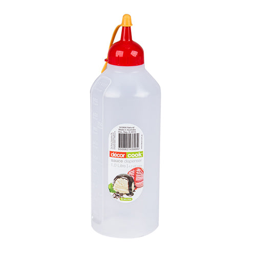 Decor Sauce Dispenser Clear/Red Cap 1Ltr
