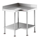 Simply Stainless 900 x 700mm  Corner Bench with Splash Back