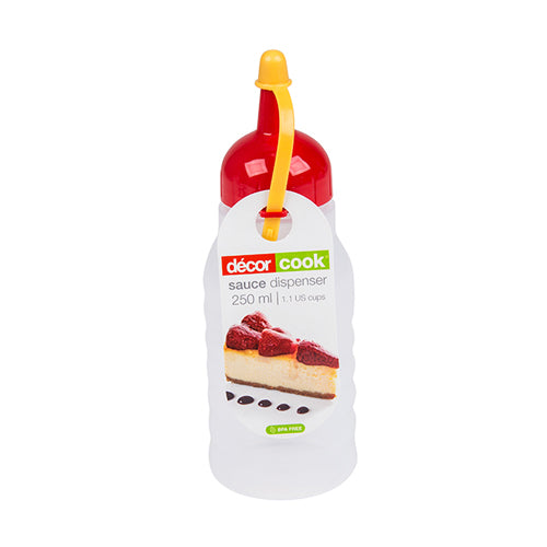 Decor Sauce Dispenser Clear/Red Cap 250ml