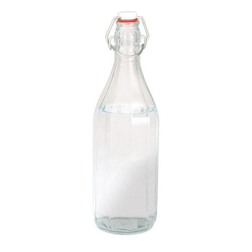 Glass Water Bottle 1L - Round Panelled