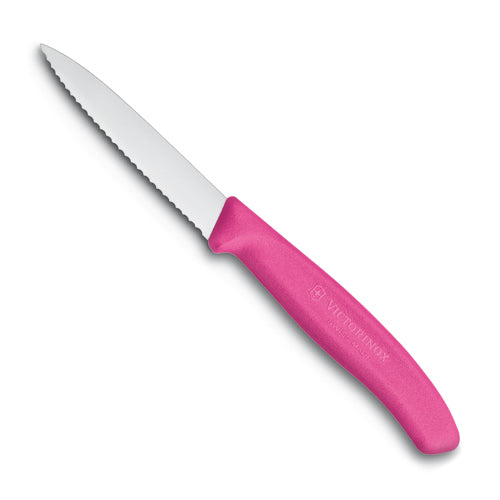 Paring Knife Serrated Pointed Tip 10cm Pink