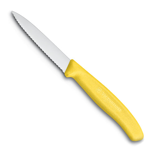 Paring Knife Serrated Pointed Tip 8cm Yellow