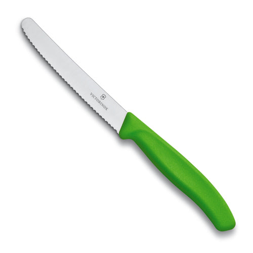 Steak Knife Serrated Round Tip 11cm Green