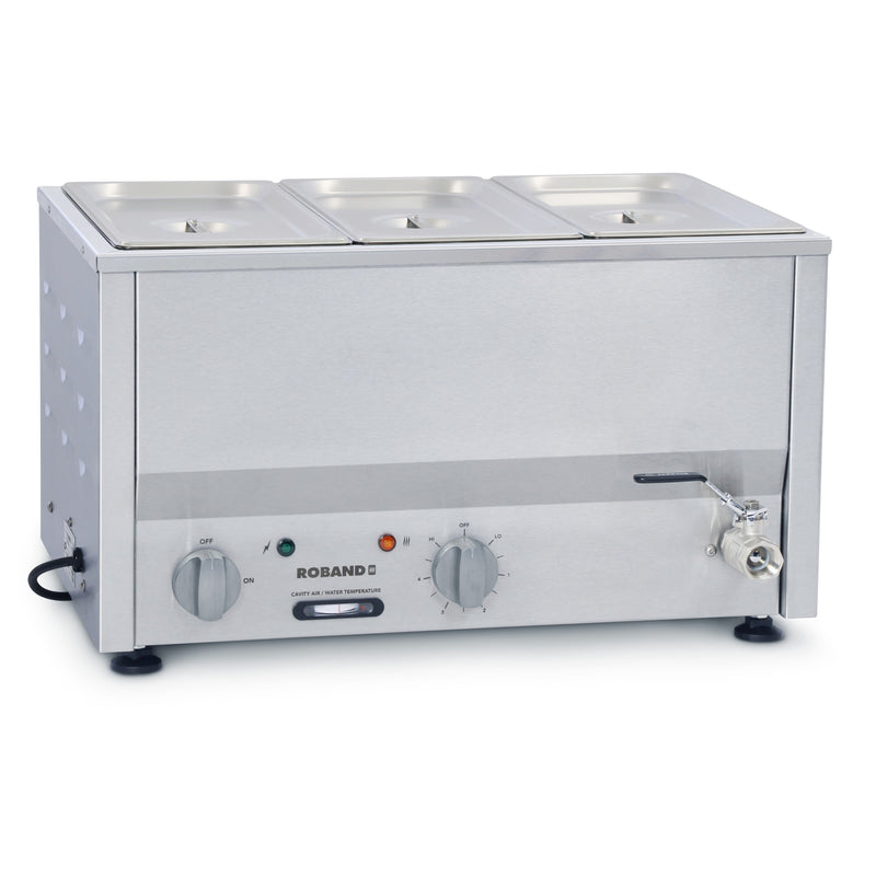 Roband Counter Top Bain Marie - 3 x 1/3 Size - Incl. 3 x 150mm Pans & Lids