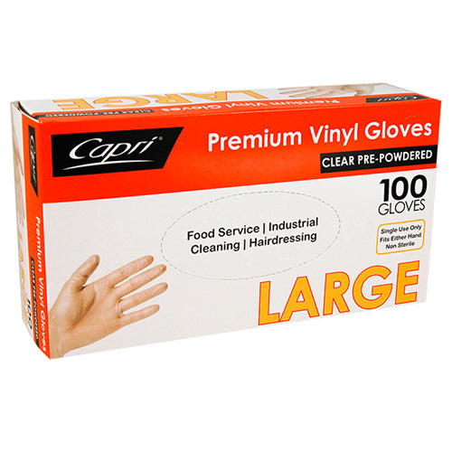 Glove - Clear - Powdered - Lrg, p100