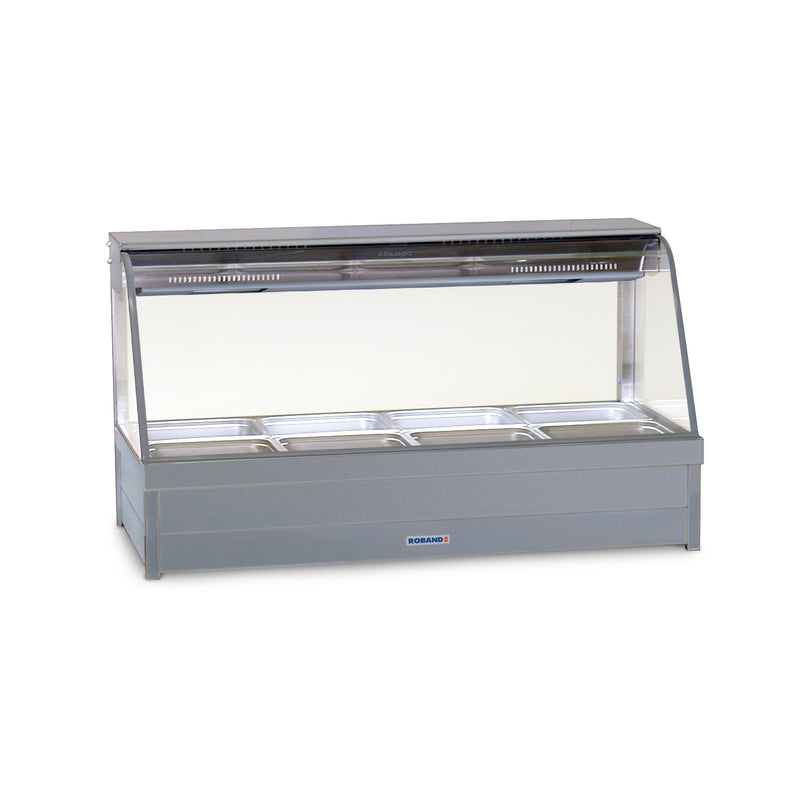 Roband Curved Glass Hot Food Display Bar - 8 Pans Double Row